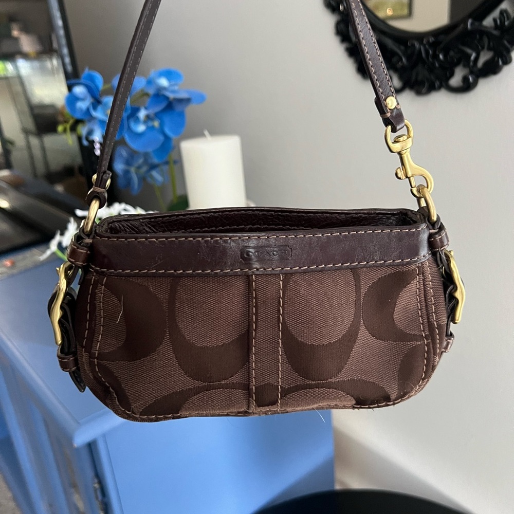 Mini Chocolate Brown Canvas Coach Purse
